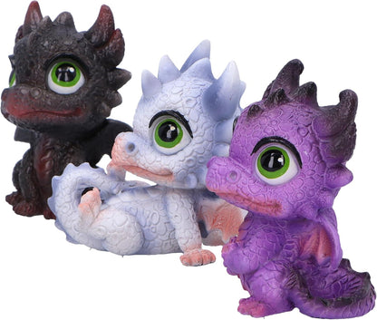 Nemesis Now Little Hordlings (Set of 3) 7cm, Resin, Black/White/Purple, 3 Baby Dragon Figures, Adorable Dragonling Figures, Collectable Dragon Giftware, Cast in the Finest Resin, Expertly Hand-Painted