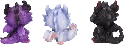 Nemesis Now Little Hordlings (Set of 3) 7cm, Resin, Black/White/Purple, 3 Baby Dragon Figures, Adorable Dragonling Figures, Collectable Dragon Giftware, Cast in the Finest Resin, Expertly Hand-Painted
