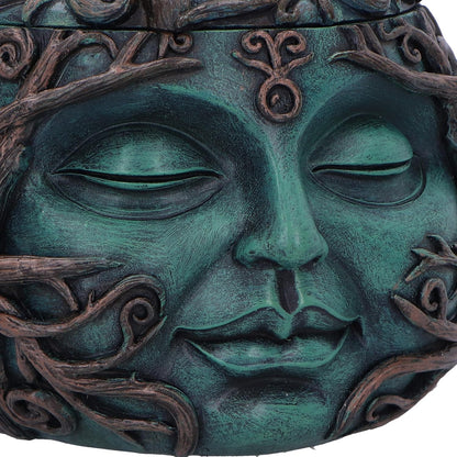 Nemesis Now Tree Spirit Treasure Box 10.5cm, Resin, Green, Vined Tree Face Box, Spiritual Nature Gift, Removable Lid, Cast in the Finest Resin, Expertly Hand-Painted