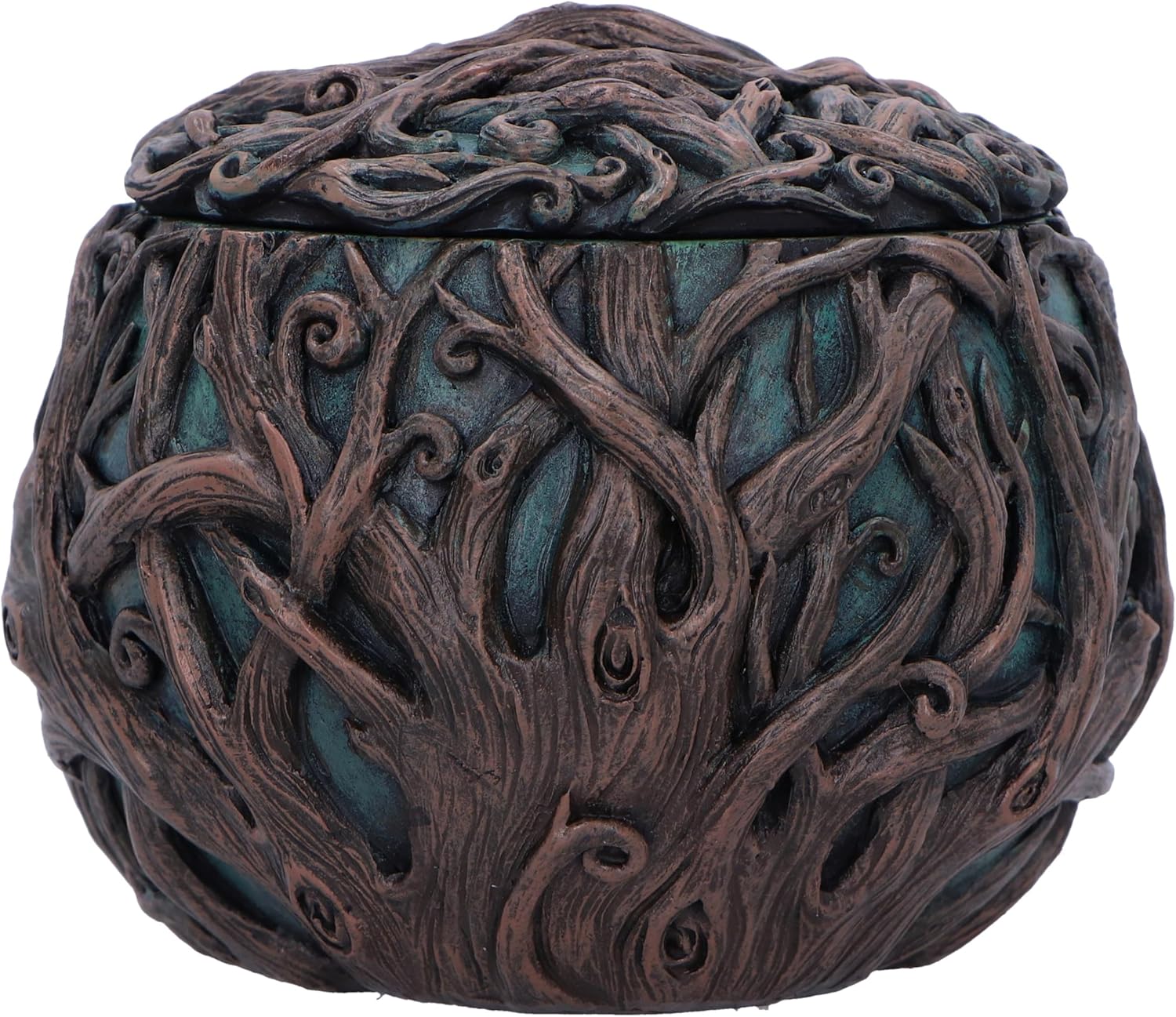 Nemesis Now Tree Spirit Treasure Box 10.5cm, Resin, Green, Vined Tree Face Box, Spiritual Nature Gift, Removable Lid, Cast in the Finest Resin, Expertly Hand-Painted