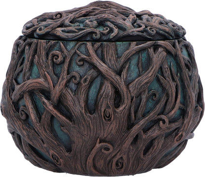 Nemesis Now Tree Spirit Treasure Box 10.5cm, Resin, Green, Vined Tree Face Box, Spiritual Nature Gift, Removable Lid, Cast in the Finest Resin, Expertly Hand-Painted