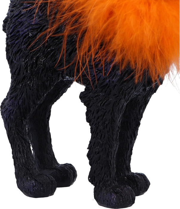 Nemesis Now Furdinand 23cm, Resin, Black, Whimsical Smiling Cat Figure, Silly Black Cat with Novelty Fur Collar Ornament, Collectable Cat Giftware, Cast in the Finest Resin, Expertly Hand-Painted