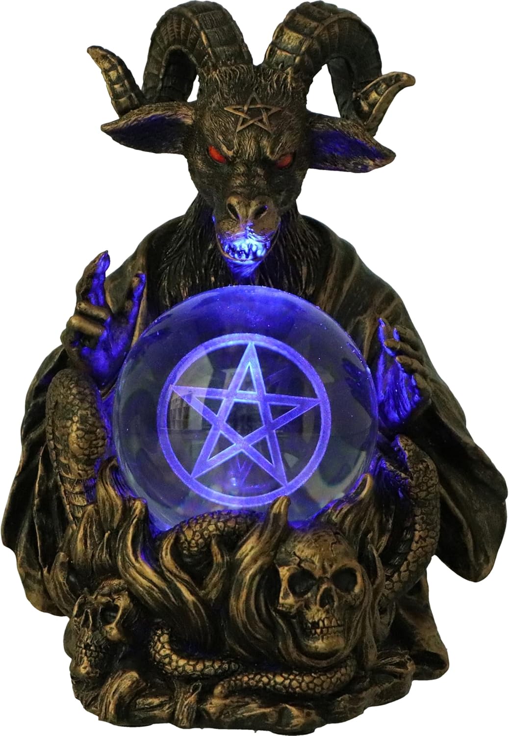 Nemesis Now Orbuculum of the Baphomet Illuminating Orb Figurine 16cm, Resin, Bronze, Baphomet Pentagram Ball, Baphomet & Orb Ornament, Cast in the Finest Resin, Finished in Bronze