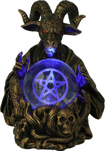 Nemesis Now Orbuculum of the Baphomet Illuminating Orb Figurine 16cm, Resin, Bronze, Baphomet Pentagram Ball, Baphomet & Orb Ornament, Cast in the Finest Resin, Finished in Bronze