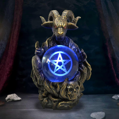 Nemesis Now Orbuculum of the Baphomet Illuminating Orb Figurine 16cm, Resin, Bronze, Baphomet Pentagram Ball, Baphomet & Orb Ornament, Cast in the Finest Resin, Finished in Bronze