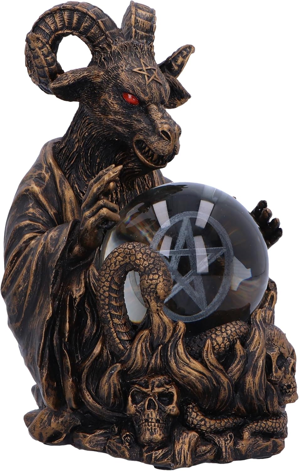 Nemesis Now Orbuculum of the Baphomet Illuminating Orb Figurine 16cm, Resin, Bronze, Baphomet Pentagram Ball, Baphomet & Orb Ornament, Cast in the Finest Resin, Finished in Bronze