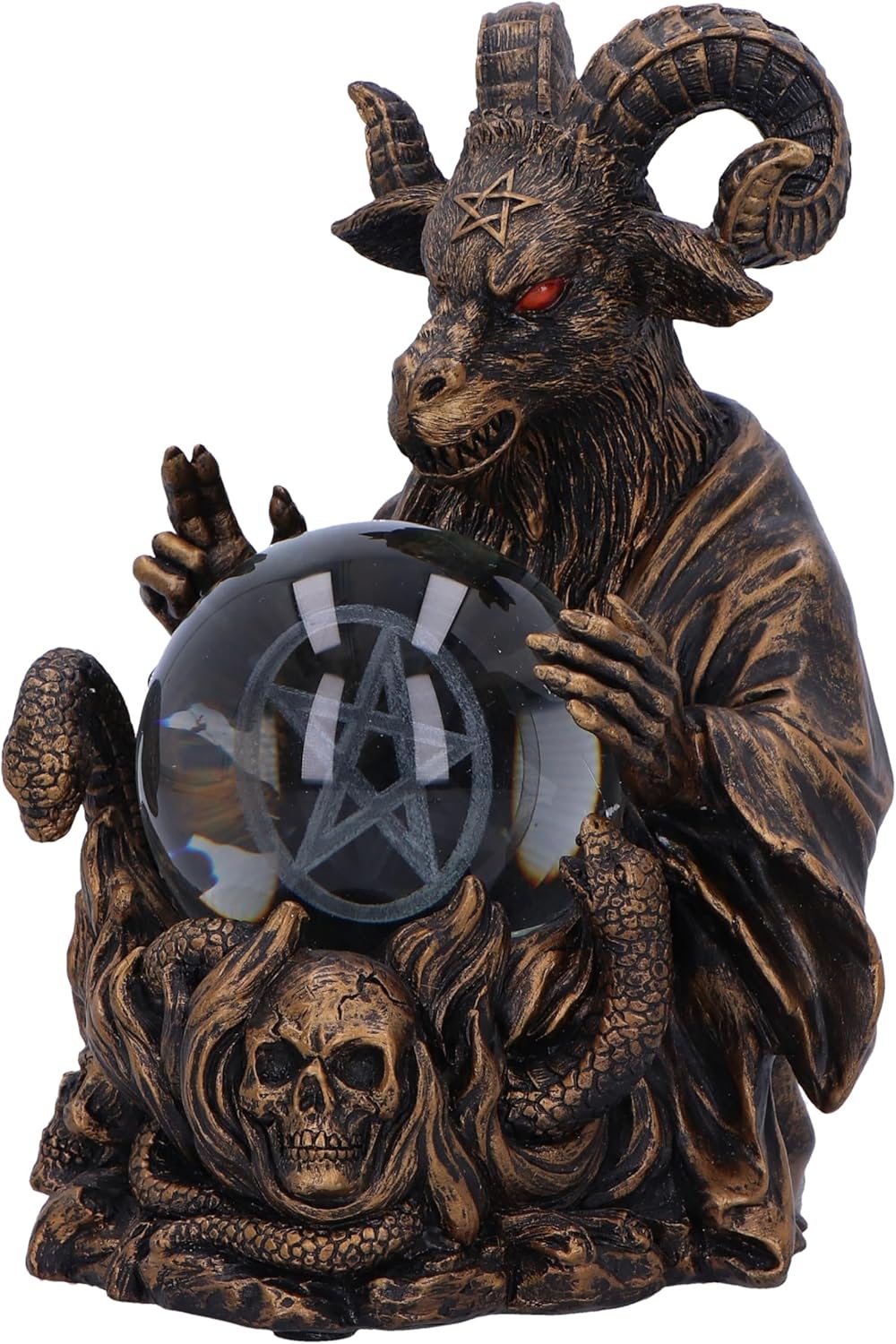 Nemesis Now Orbuculum of the Baphomet Illuminating Orb Figurine 16cm, Resin, Bronze, Baphomet Pentagram Ball, Baphomet & Orb Ornament, Cast in the Finest Resin, Finished in Bronze