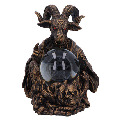 Nemesis Now Orbuculum of the Baphomet Illuminating Orb Figurine 16cm, Resin, Bronze, Baphomet Pentagram Ball, Baphomet & Orb Ornament, Cast in the Finest Resin, Finished in Bronze