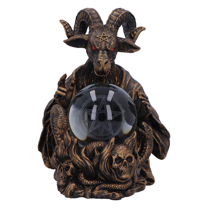Nemesis Now Orbuculum of the Baphomet Illuminating Orb Figurine 16cm, Resin, Bronze, Baphomet Pentagram Ball, Baphomet & Orb Ornament, Cast in the Finest Resin, Finished in Bronze