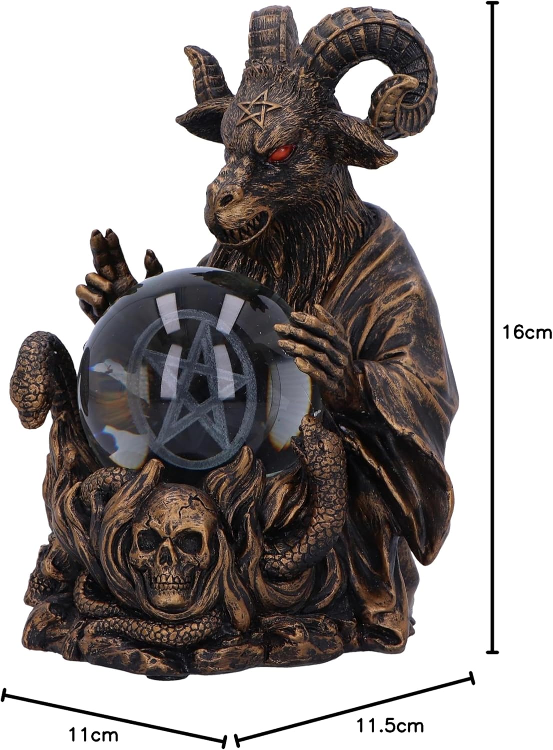 Nemesis Now Orbuculum of the Baphomet Illuminating Orb Figurine 16cm, Resin, Bronze, Baphomet Pentagram Ball, Baphomet & Orb Ornament, Cast in the Finest Resin, Finished in Bronze