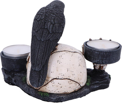 Nevermore Raven And Skull Candle Holder 15Cm