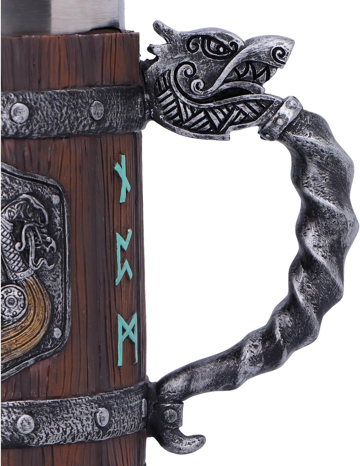 Nemesis Now Norseman Tankard 16cm, Resin, Brown, Viking Tankard, Norse Viking Design Beer Mug, Includes Stainless Steel Insert, Expertly Hand-Painted, Cast in The Finest Resin