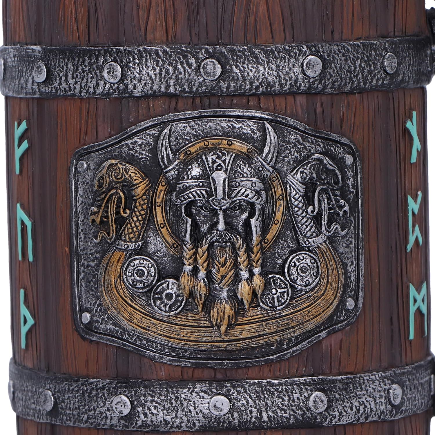 Nemesis Now Norseman Tankard 16cm, Resin, Brown, Viking Tankard, Norse Viking Design Beer Mug, Includes Stainless Steel Insert, Expertly Hand-Painted, Cast in The Finest Resin