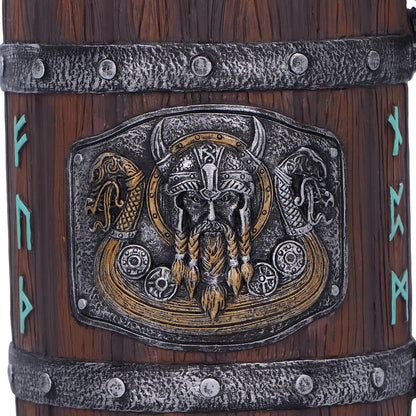 Nemesis Now Norseman Tankard 16cm, Resin, Brown, Viking Tankard, Norse Viking Design Beer Mug, Includes Stainless Steel Insert, Expertly Hand-Painted, Cast in The Finest Resin