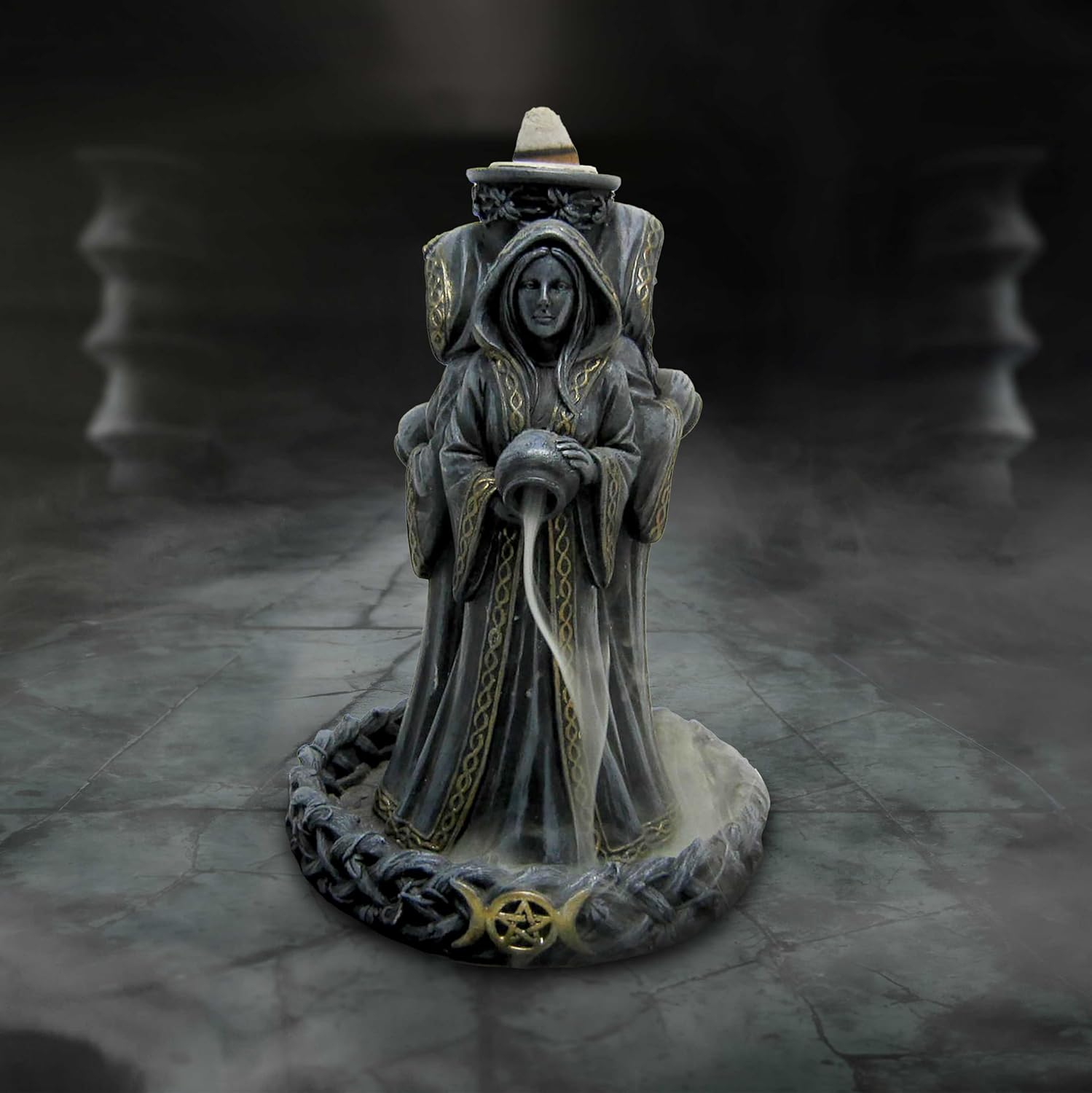 Triple Moon Goddess Backflow Incense Burner 15.5Cm