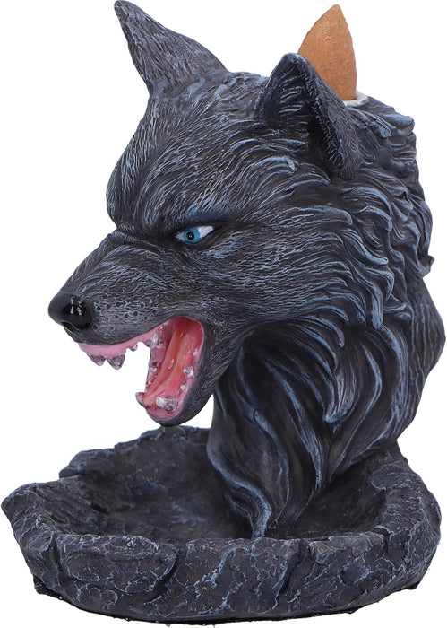 Dark Wolf Head Backflow Incense Burner 11.5Cm