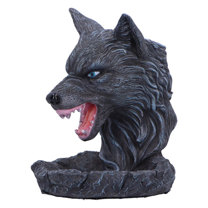 Dark Wolf Head Backflow Incense Burner 11.5Cm