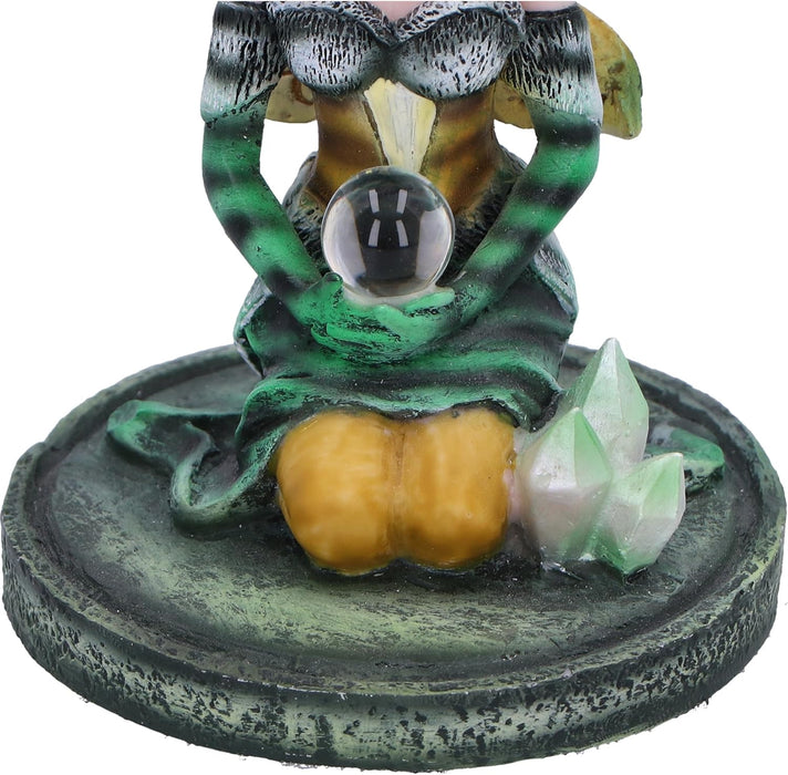 Nemesis Now Crystal Fairy Jade Figurine 9cm, Resin, Green, Fairy in Nature Figurine Featuring Crystals, Kneeling Fairy Holding Glass Ball, Fantasy Gift, Cast in the Finest Resin, Expertly Hand-Painted
