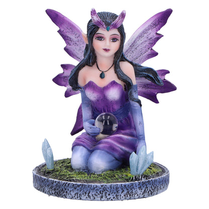 Nemesis Now Crystal Fairy Violet Figurine 9cm, Resin, Purple Fairy Figurine Design Featuring Crystals, Kneeling Fairy Holding Glass Ball, Fantasy Gift, Cast in the Finest Resin, Expertly Hand-Painted