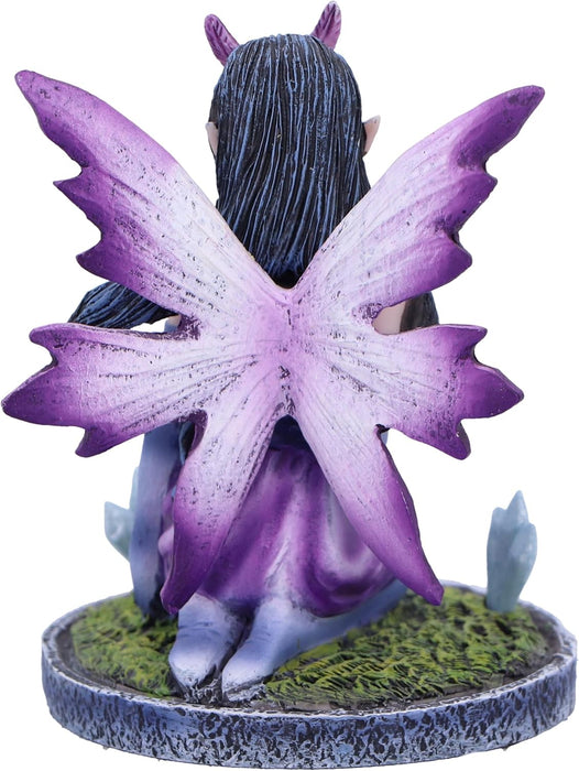 Nemesis Now Crystal Fairy Violet Figurine 9cm, Resin, Purple Fairy Figurine Design Featuring Crystals, Kneeling Fairy Holding Glass Ball, Fantasy Gift, Cast in the Finest Resin, Expertly Hand-Painted