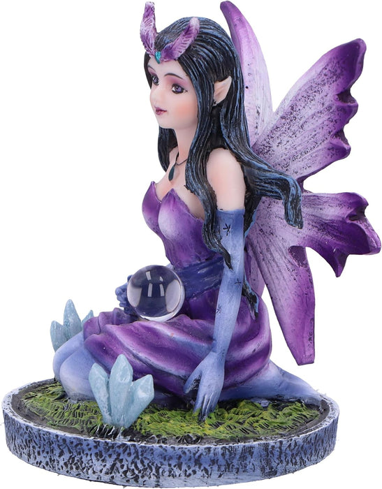 Nemesis Now Crystal Fairy Violet Figurine 9cm, Resin, Purple Fairy Figurine Design Featuring Crystals, Kneeling Fairy Holding Glass Ball, Fantasy Gift, Cast in the Finest Resin, Expertly Hand-Painted