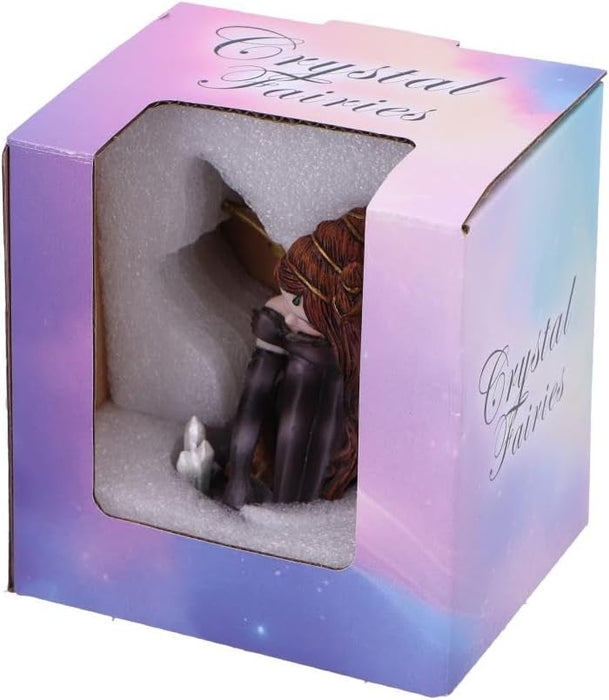 Nemesis Now Figurine de fée en Cristal d'ambre 8,2 cm, Figurine de fée d'automne avec Cristaux, fée Assise Tenant Une Boule de Verre, Cadeau Fantaisie, coulée dans la Meilleure résine, Peinte à la