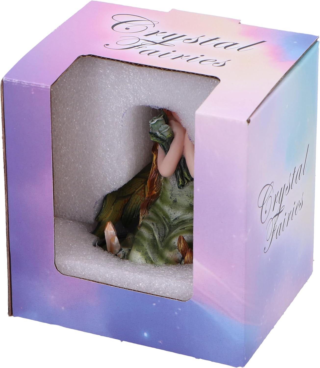 Nemesis Now Crystal Fairy Clover Figurine 9cm, Resin, Green, Nature Fairy Figurine Featuring Crystals, Kneeling Fairy with Leaves For Wings, Fairy Gift, Cast in the Finest Resin, Expertly Hand-Painted