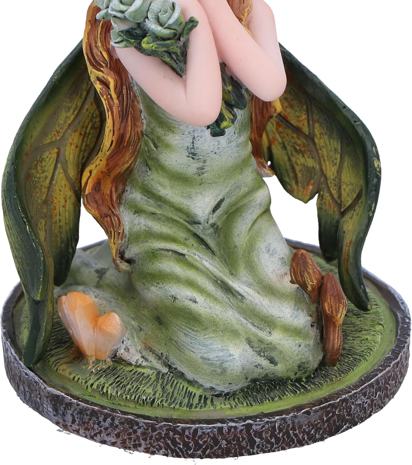 Nemesis Now Crystal Fairy Clover Figurine 9cm, Resin, Green, Nature Fairy Figurine Featuring Crystals, Kneeling Fairy with Leaves For Wings, Fairy Gift, Cast in the Finest Resin, Expertly Hand-Painted