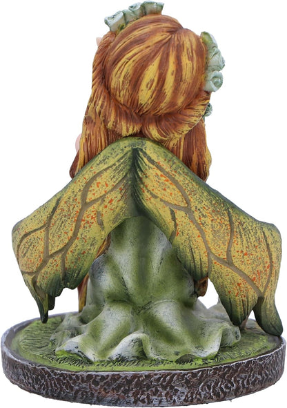 Nemesis Now Crystal Fairy Clover Figurine 9cm, Resin, Green, Nature Fairy Figurine Featuring Crystals, Kneeling Fairy with Leaves For Wings, Fairy Gift, Cast in the Finest Resin, Expertly Hand-Painted