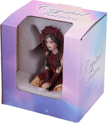 Nemesis Now Statuetta di papavero fata in cristallo, 9 cm, resina, fata rossa con sfera di cristallo, fata inginocchiata con sfera di vetro, regalo fantasia, fata in resina di alta qualità