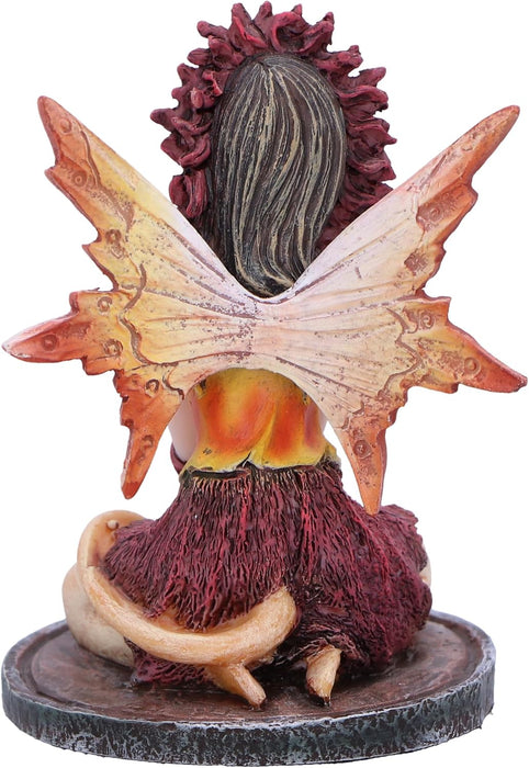 Nemesis Now Statuetta di papavero fata in cristallo, 9 cm, resina, fata rossa con sfera di cristallo, fata inginocchiata con sfera di vetro, regalo fantasia, fata in resina di alta qualità