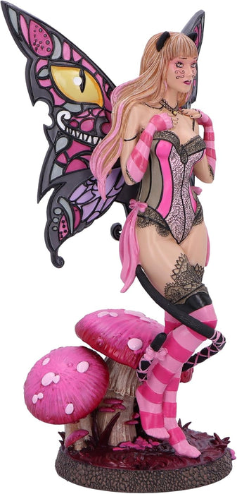 Nemesis Now Statuetta a forma di gatto del Cheshire, fata del paese delle meraviglie, 24 cm, resina, rosa, a tema Alice nel paese delle meraviglie, fata del Cheshire, fata in resina finissima