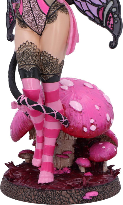 Nemesis Now Statuetta a forma di gatto del Cheshire, fata del paese delle meraviglie, 24 cm, resina, rosa, a tema Alice nel paese delle meraviglie, fata del Cheshire, fata in resina finissima