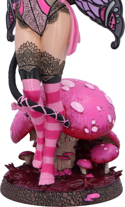 Nemesis Now Statuetta a forma di gatto del Cheshire, fata del paese delle meraviglie, 24 cm, resina, rosa, a tema Alice nel paese delle meraviglie, fata del Cheshire, fata in resina finissima