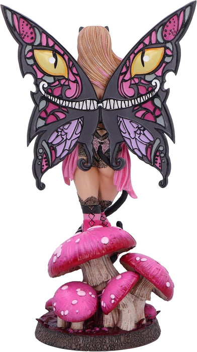 Nemesis Now Statuetta a forma di gatto del Cheshire, fata del paese delle meraviglie, 24 cm, resina, rosa, a tema Alice nel paese delle meraviglie, fata del Cheshire, fata in resina finissima
