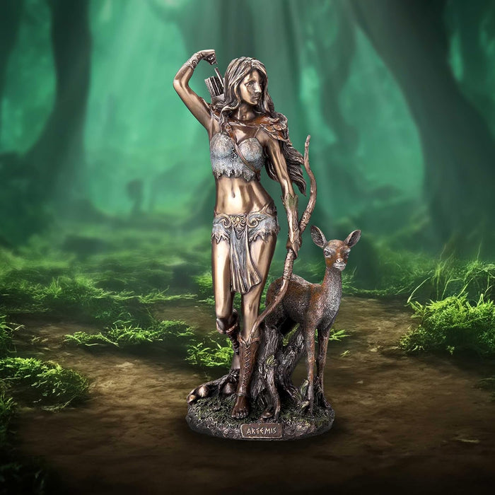 Nemesis Now Artemis Greek Goddess of the Hunt Figurine 25cm, Resin, Bronze, Goddess Ornament, Greek Mythology Ornament, Cast in Bronze Resin, Polished Finish