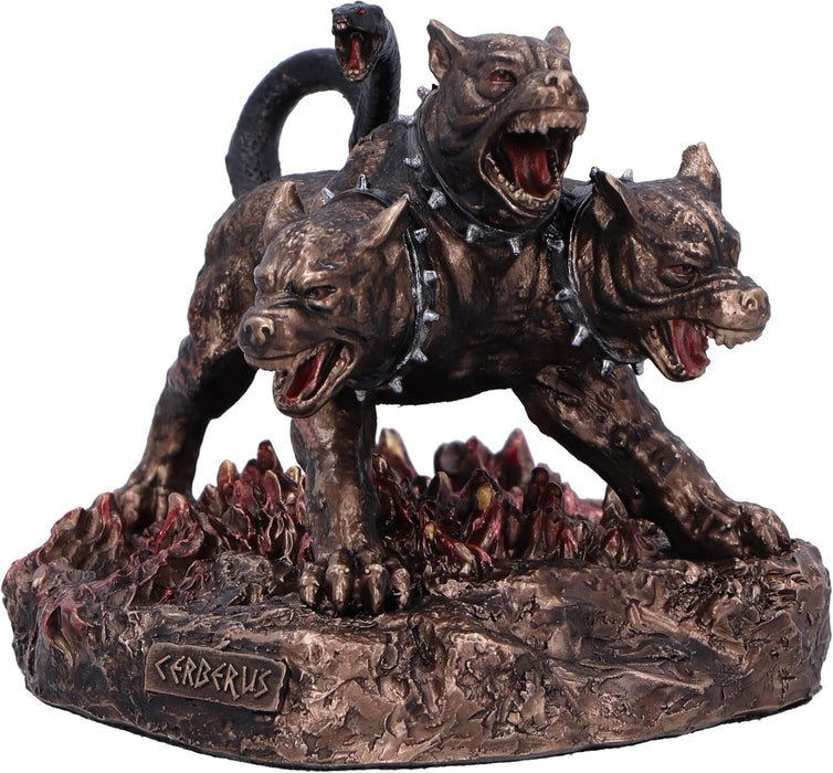 Nemesis Now Cerberus the Three Headed Hound of Hades Figurine, Resin, Bronze, Detailed Cerburus Ornament, Greek Mythology Figurine, Cast in the Finest Resin, Finished in Bronze