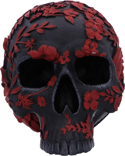 Nemesis Now Poppy Skull Ornament, Resin, Black, 14cm