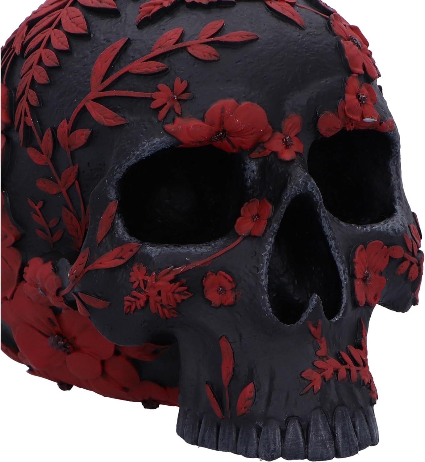 Nemesis Now Poppy Skull Ornament, Resin, Black, 14cm