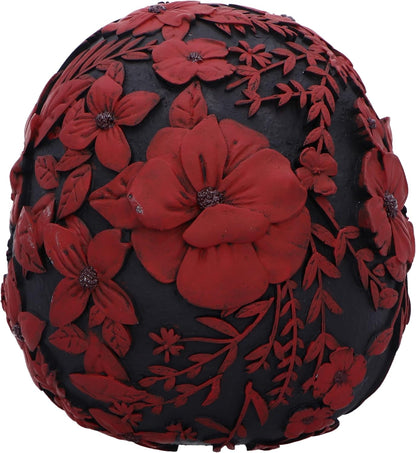 Nemesis Now Poppy Skull Ornament, Resin, Black, 14cm