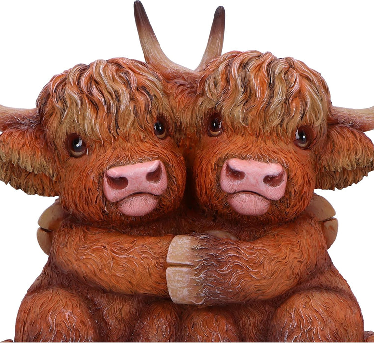 Nemesis Now Highland Hug Highland Hugging Cows Figurine, Resin, Brown, Cast in the Finest Resin, Expertly Hand-Painted