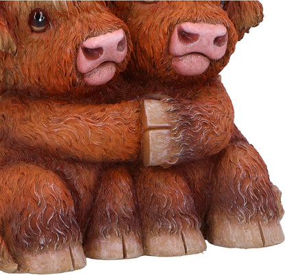 Nemesis Now Highland Hug Highland Hugging Cows Figurine, Resin, Brown, Cast in the Finest Resin, Expertly Hand-Painted