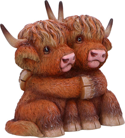 Nemesis Now Highland Hug Highland Hugging Cows Figurine, Resin, Brown, Cast in the Finest Resin, Expertly Hand-Painted
