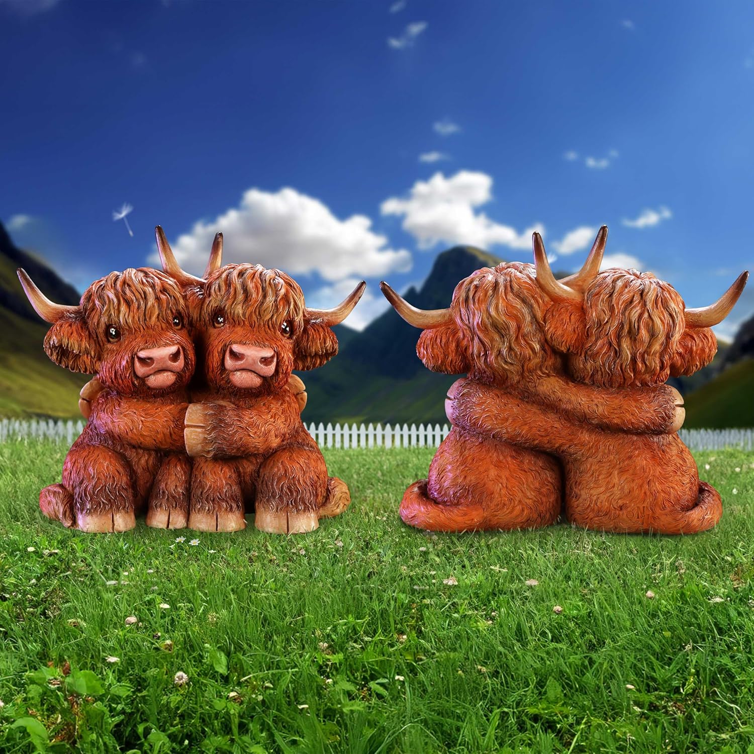 Nemesis Now Highland Hug Highland Hugging Cows Figurine, Resin, Brown, Cast in the Finest Resin, Expertly Hand-Painted