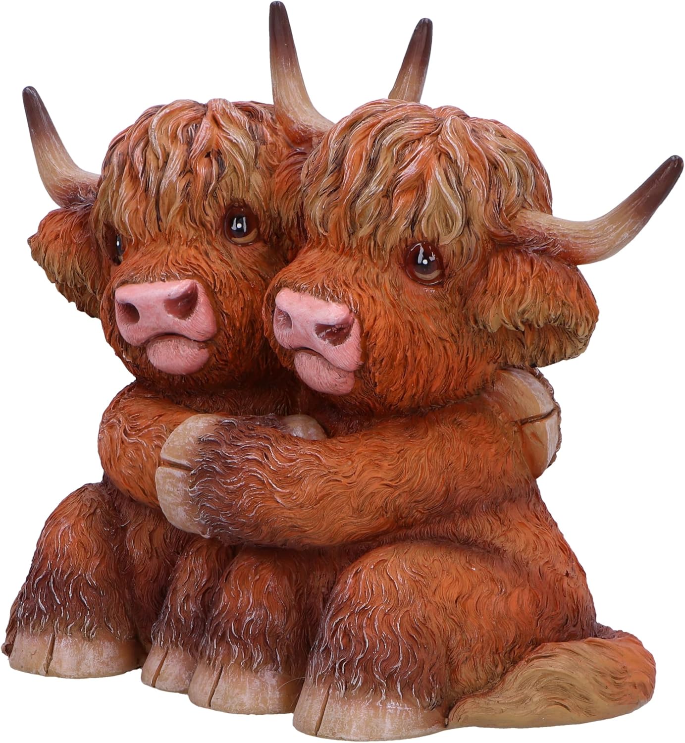 Nemesis Now Highland Hug Highland Hugging Cows Figurine, Resin, Brown, Cast in the Finest Resin, Expertly Hand-Painted