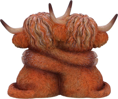 Nemesis Now Highland Hug Highland Hugging Cows Figurine, Resin, Brown, Cast in the Finest Resin, Expertly Hand-Painted