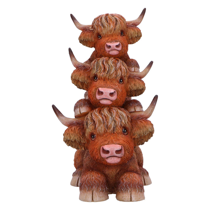 Nemesis Now Highland Totem Highland 3 Cows Figurine, Resin, Brown, Cast in the Finest Resin, Expertly Hand-Painted