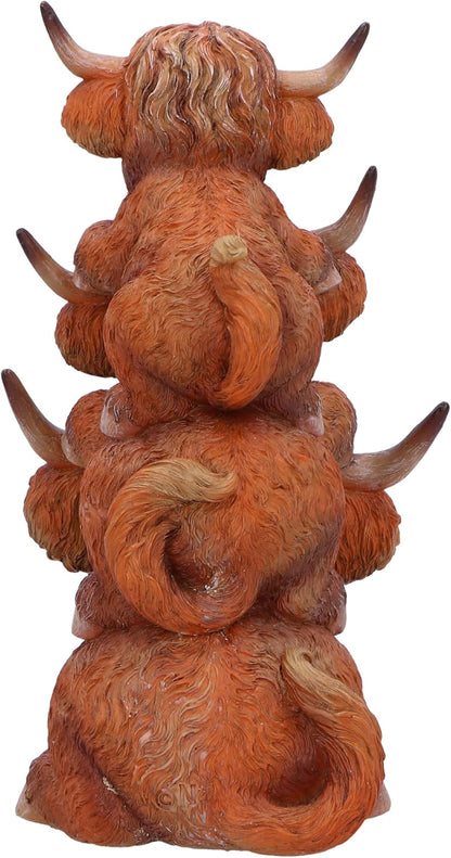 Nemesis Now Highland Totem Highland 3 Cows Figurine, Resin, Brown, Cast in the Finest Resin, Expertly Hand-Painted