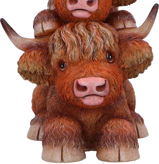 Nemesis Now Highland Totem Highland 3 Cows Figurine, Resin, Brown, Cast in the Finest Resin, Expertly Hand-Painted