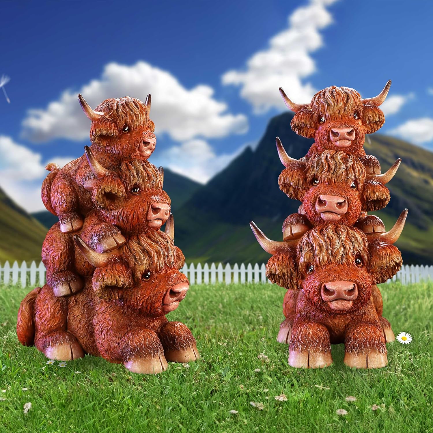 Nemesis Now Highland Totem Highland 3 Cows Figurine, Resin, Brown, Cast in the Finest Resin, Expertly Hand-Painted